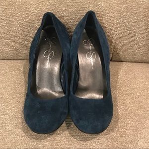 Jessica Simpson Blue suede wedges
